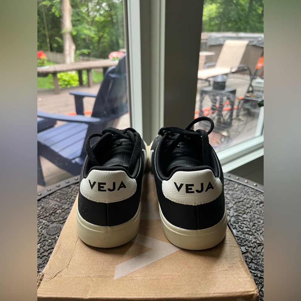 VEJA CAMPO LEATHER BLACK AND WHITE SNEAKERS 37 6 - Picture 7 of 11